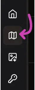 Arrow pointing to the Domains icon.