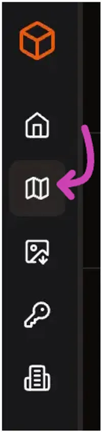 Arrow pointing to the Domains icon.