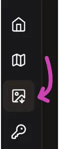 Arrow pointing to the Exports icon.