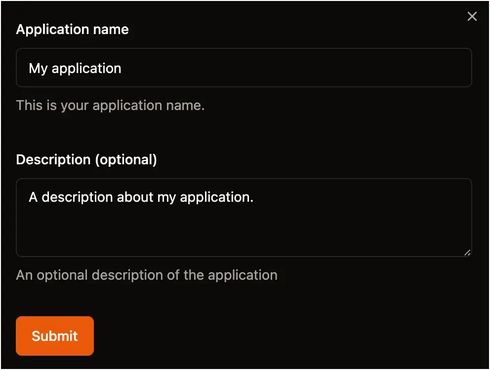 A filled out new application form